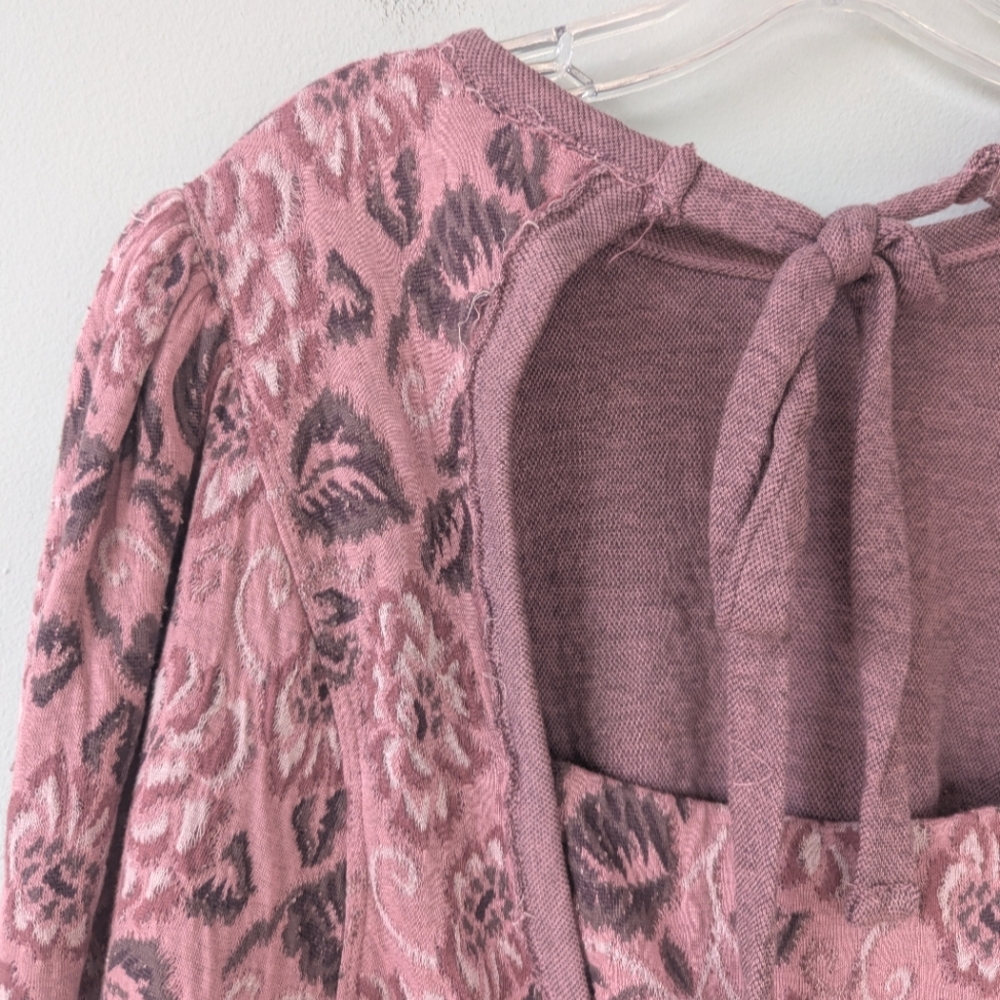 NWT Free People Jaquard Dusty Rose Floral Print Open Back Top - Picture 15 of 16